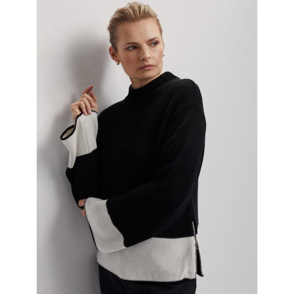 VARLEY Panama Knit Sweater Black White {Z48}